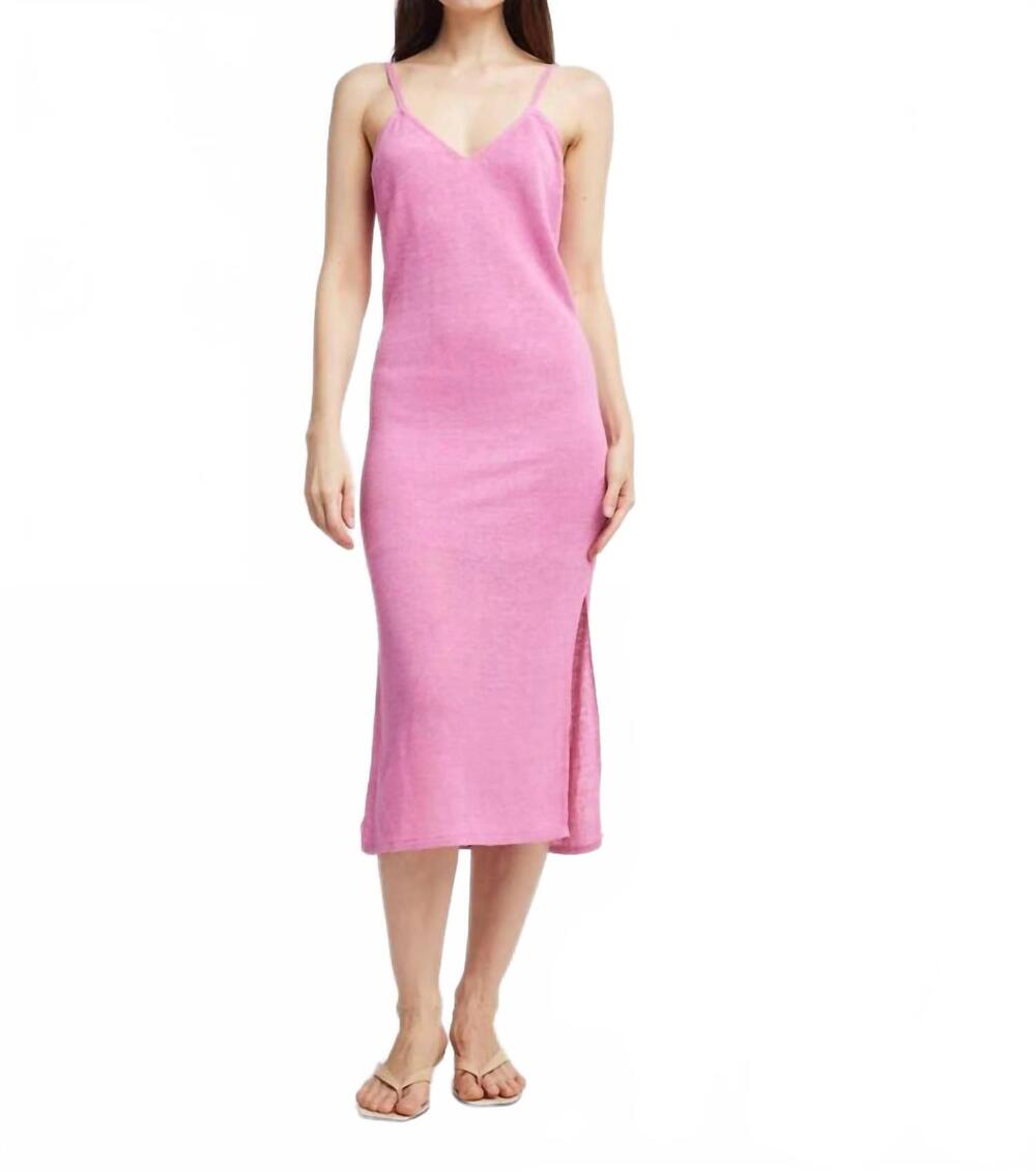 NEW SELF CONTRAST millie linen slip dress in flamingo